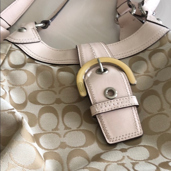 New Coach motif pink and tan purse - Picture 2 of 8